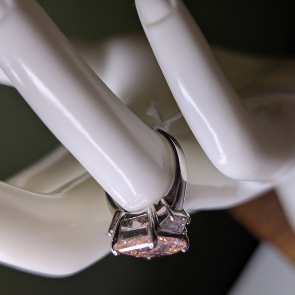 Sterling Silver Lab Created Sapphire Ring Size 6.5 - Picture 3 of 6